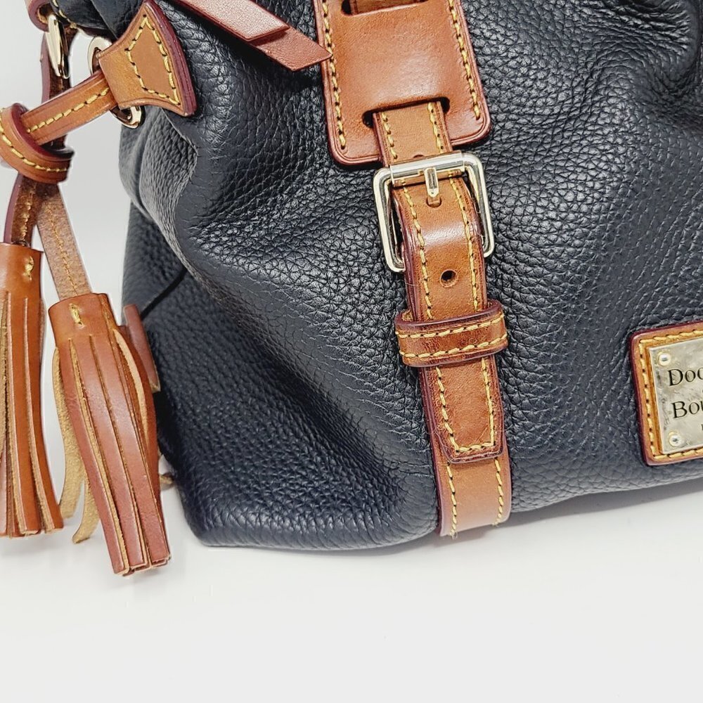 Dooney & Bourke | Large Vintage Black Pebble Grain Flortentine Satchel Bag - Picture 5 of 15